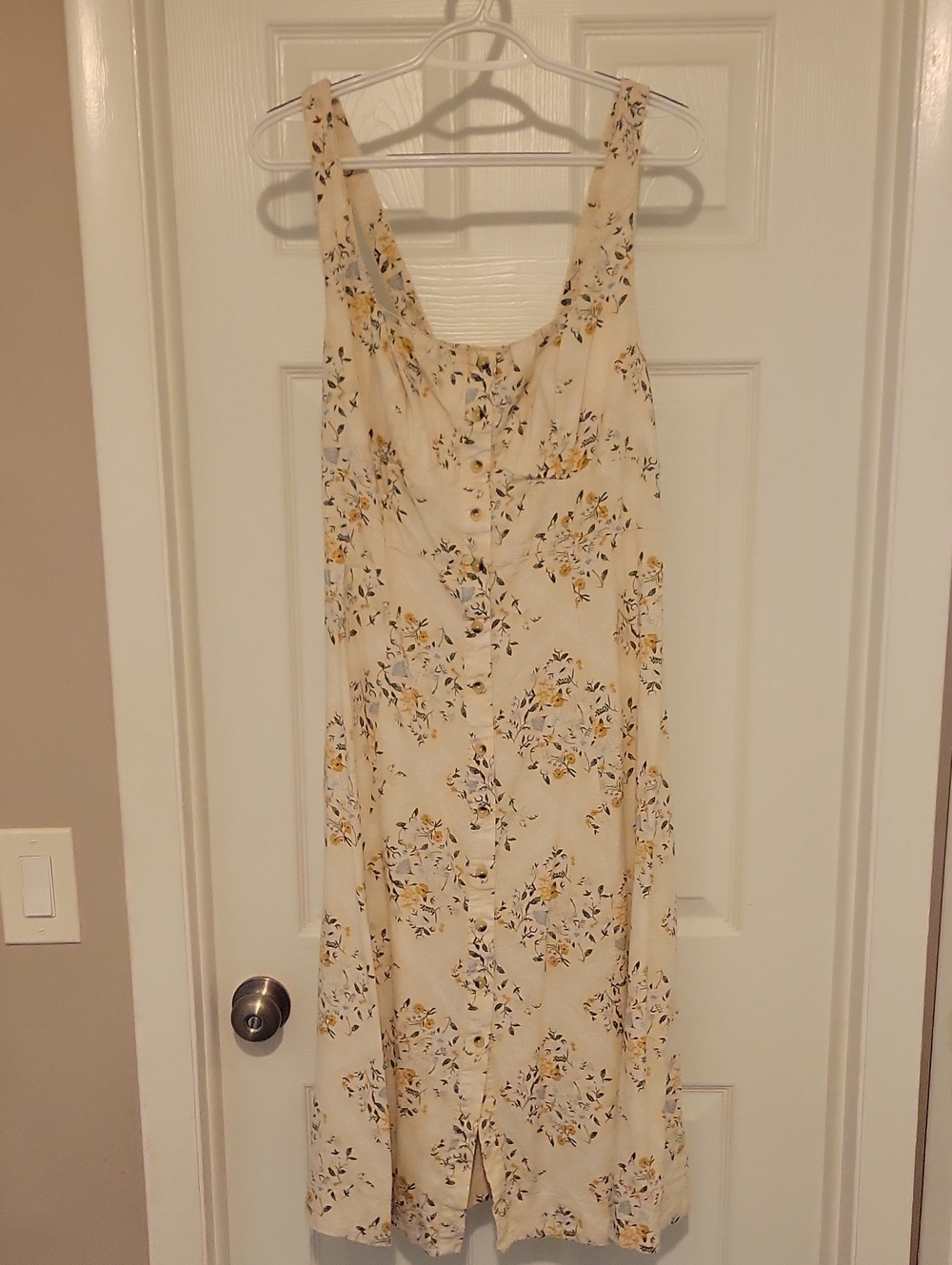 wild fable Cream Yellow Floral Button-Front Midi Dress